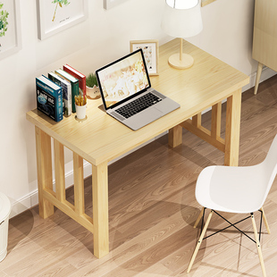 简易实木电脑桌台式桌，家用简约现代写字台松木，书桌学习桌餐桌