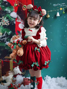女童圣诞节红色连衣裙灯笼裙儿童，洛丽塔公主裙，宝宝洋气蓬蓬裙秋冬