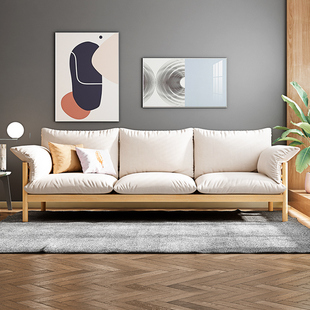 日式实木沙发小户型简约现代北欧原木，沙发双人三人位布艺沙发客厅