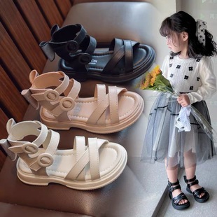 女童凉鞋2024夏季童鞋时尚软底，公主罗马鞋小女孩儿童宝宝鞋子