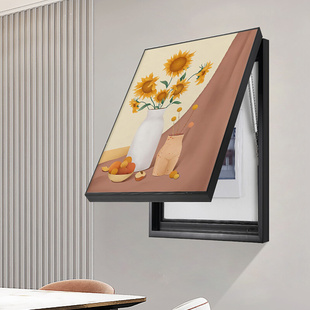 北欧餐厅电表箱装饰画餐桌墙上竖版配电箱遮挡画客厅过道竖幅挂画