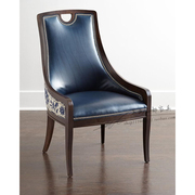新古典实木餐椅布艺休闲椅 办公接待椅欧式洽淡椅实木家具定制