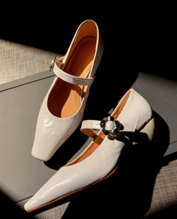 高级羊皮elegant小方头气质，单鞋高跟鞋中跟坡跟女鞋子皮带搭扣