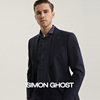 SIMON GHOST纯羊毛西服套装商务修身正装套装戗驳领藏青色西装男