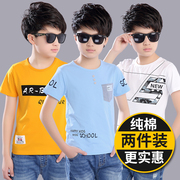 男童短袖t恤夏装，2023韩版儿童纯棉，体恤12中大童15岁男孩上衣