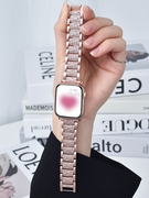 适用iwatch98表带苹果s8手表s7金属applewatch765se43代ultra手表带镶钻s6s5智能配件男女款4049mm