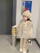 MILA BABY秋冬女童洋气毛衣针织套装女宝时髦仿皮草马甲环保外套