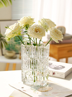 轻奢高档加厚水晶花瓶玻璃，透明水培鲜花，ins风餐桌插花客厅摆件