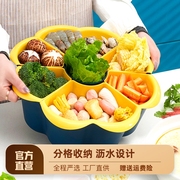 火锅盘子菜盘家用分格蔬菜，拼盘创意餐具厨房，配菜盘水果蔬菜沥水篮