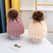 新冬季(新冬季)韩版男女儿童，保暖针织帽时尚百搭婴儿，毛线帽套头帽宝宝帽子