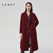lancy朗姿秋冬季纯羊毛双面呢大衣中长款通勤保暖复古外套女