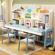 实木双人书桌家用可升降儿童学习桌卧室多功能中小学生写作业桌子