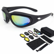 四镜片户外自行车骑行眼镜CS战术防护眼镜摩托车风镜/C5偏光套装