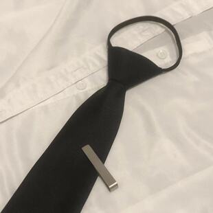 黑色商务领带男士正装8cm职业西服免打懒人拉链式36常规款送领夹