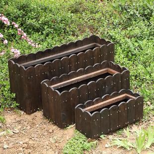 户外防腐木花箱长方形木质花盆阳台种菜盆种植箱特大碳化实木花槽
