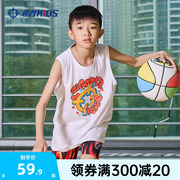 准者儿童篮球背心纯棉，运动t恤男童跑步训练无袖上衣2024夏季