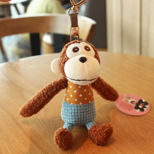创意可爱猴子手机架毛绒钥匙扣包包挂饰个性韩版小礼物悠嘻猴车载