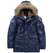 冬季n3b飞行员棉衣，男加厚毛领大衣保暖棉袄，复古派克服工装外套