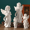 美式复古少女天使摆件石膏，人像雕塑树脂北欧家居，客厅装饰品小摆设