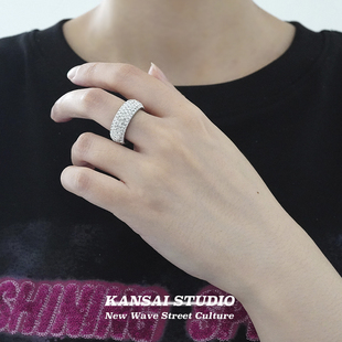 KANSAI满钻戒指时尚个性ins小众设计轻奢百搭手饰品嘻哈指环