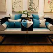 高档新中式现代实木沙发坐垫红木家F俱罗汉床垫子五件套棉麻透