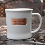 星巴克门店经典陶瓷铜章马克杯EST1971白色复古铜牌咖啡杯