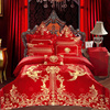 高端婚庆多件套刺绣四件套床上用品大红四六十件套结婚被套龙凤
