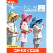 儿童防晒帽防紫外线24款宝宝，遮阳太阳帽男童女童，夏沙滩(夏沙滩)帽子大