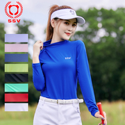 高尔夫打底衫上衣女长袖golf服装，高弹力(高弹力)套装套头运动修身秋冬