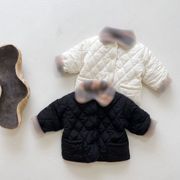 婴幼儿冬装0-3岁宝宝纯色，风衣夹棉外套拼色格子，洋气婴童上衣外套