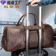 士便携行李袋疯马皮，旅行袋手提大容量，男短途出差旅行包牛皮真皮