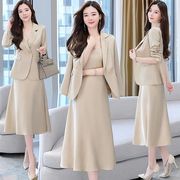 时尚套装女2024春秋季韩版洋气减龄显瘦小西装外套连衣裙两件套潮