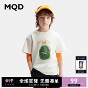 MQD童装儿童纯棉短袖T恤24夏季男童宽松卡通运动落肩上衣