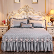 欧式夹加厚床裙三件套1.8m床罩公主风，蕾丝床单1.5米床防滑床套