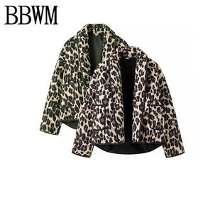 BBWM  欧美女装时尚百搭开衫式印花豹纹上衣外套
