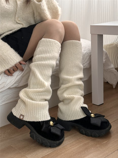 春秋季jk原宿风白色含羊毛，袜套女软糯保暖堆叠腿套堆堆小腿袜