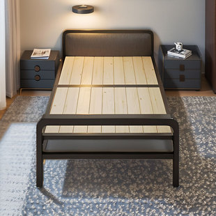 折叠床单人床实木简易床，家用午休成人，午睡加固铁架双人1.2米小床