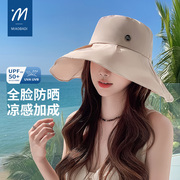 日本UV遮阳帽女士夏季防紫外线加大檐防晒帽子骑车旅游休闲太阳帽