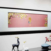 新中式简约中国风装饰画纯手工的苏州刺绣沙发背景墙客厅挂o