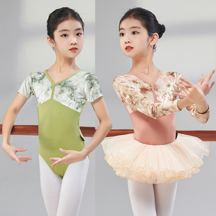 舞蹈服儿童女练功服秋冬季芭蕾舞练功服丝绒，长袖中国舞跳舞裙