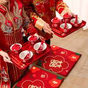 改口敬茶杯套装一对喜碗杯子婚礼红色敬酒茶具碗筷陪嫁结婚礼物品