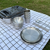 贝隐304不锈钢户外餐具套装便携野餐露营厨具装备饭碗盘子杯筷勺