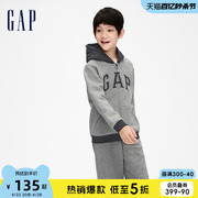 gap男女童冬季logo碳素软磨抓绒，保暖卫衣儿童装时髦上衣836686