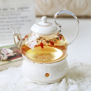 陶瓷玻璃蜡烛水果茶壶 英式下午茶茶具 欧式花茶杯套装花茶茶具