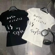 rl.shop7078白色字母t恤短袖，女夏季辣妹短款设计感小众上衣