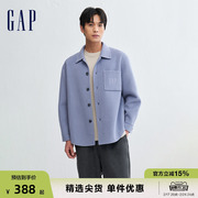 Gap男装春秋LOGO羊毛混纺休闲翻领夹克时尚流行衬衫式外套889749