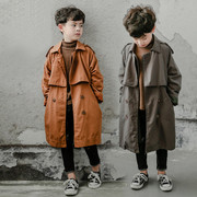 童装男童外套春秋款2023韩版中长款帅气儿童，纯棉加厚风衣洋气