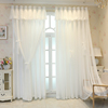 白色绣花帘头布艺帘款式简约现代成品纯色飘窗落地窗卧室客厅窗帘