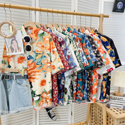 六一表演短袖花衬衫女日系复古港味风设计感小众夏威夷夏季衬衣