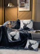 北欧风冬季毯子抱枕两用多功能，抱枕被法兰绒盖毯折叠靠枕被可机洗